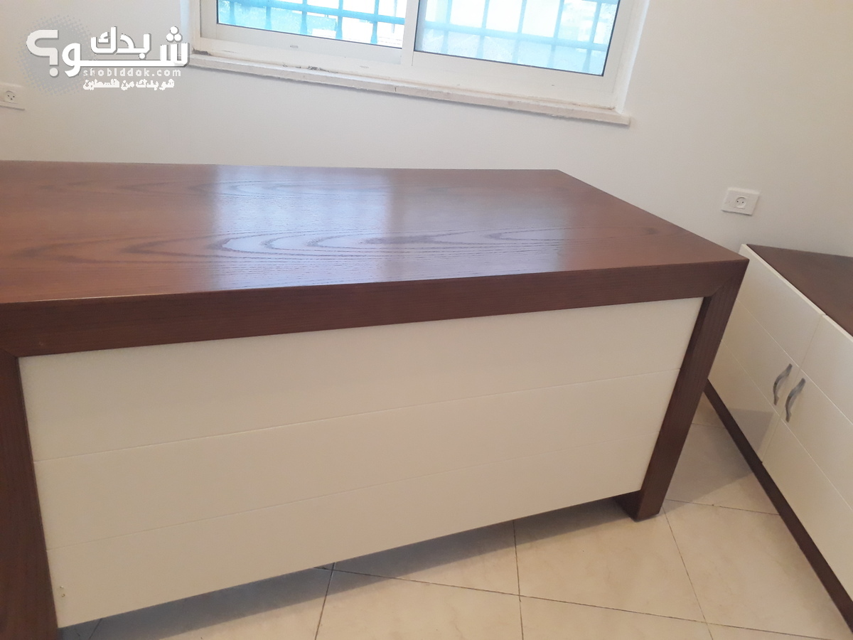 طقم مكتب عدد ٢ خشب زان بني وابيض فاخر شو بدك من فلسطين طقم مكتب عدد ٢ خشب زان بني وابيض فاخر شو بدك من فلسطين